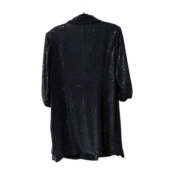 Forever 21 Double Breasted Collared 3/4 Sleeve Sequin Jacket Black Size 2X Plus - Picture 5 of 10